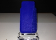 Etui iPhone 5 / 5s cuir Vachette de Panama et iguane (Bleu Electrique)