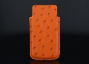 Etui iPhone 5 / 5s cuir Autruche (Orange)