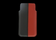 Panama Calfskin Leather Case for iPhone 5 (Noir / Rouge)